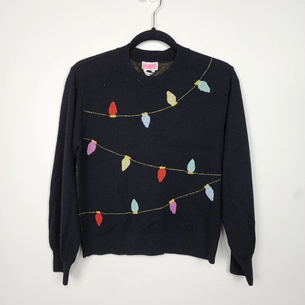 Kate spade holiday string lights sweater, size s nwot